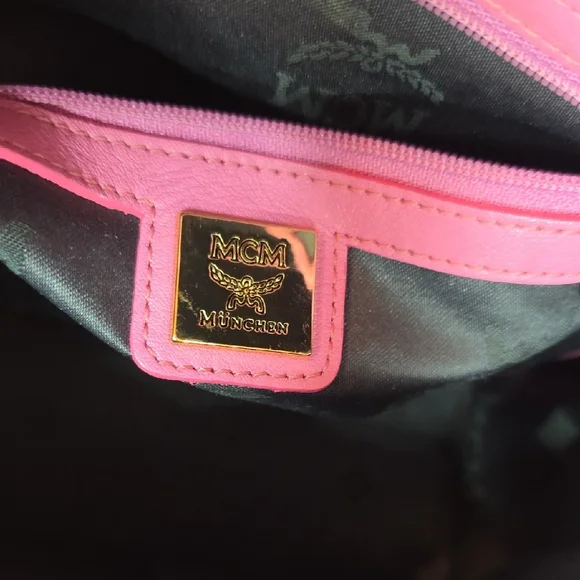 MCM Stark Visetos Pink Studded Backpack